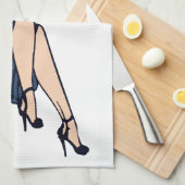 ヴィンテージかわいらしブロンドレトログラモールガールピンナップ キッチンタオル (四つ折り)