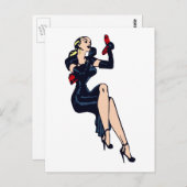 ヴィンテージかわいらしブロンドレトログラモールガールピンナップ ポストカード (正面/裏面)