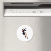 ヴィンテージかわいらしブロンドレトログラモールガールピンナップ マグネット (インサイチュ (食洗機))