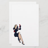 ヴィンテージかわいらしブロンドレトログラモールガールピンナップ 便箋 (正面/裏面)