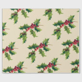 ヴィンテージかわいらしホリー枝 ラッピングペーパー (フラット)