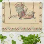 ヴィンテージかわいらしレディタオル キッチンタオル (折り畳み)