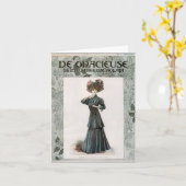 ヴィンテージかわいらしレディファッションイラストレーションデザイン カード (黄色い花)