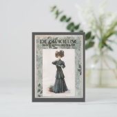 ヴィンテージかわいらしレディファッションイラストレーションデザイン ポストカード (スタンド正面)