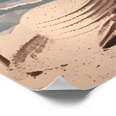 ヴィンテージかわいらし女がビーチに座る ポスター (角)