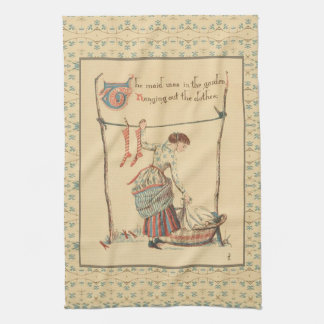 ヴィンテージかわいらし婦人 キッチンタオル
