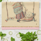 ヴィンテージかわいらし婦人 キッチンタオル (折り畳み)