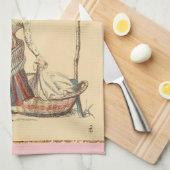 ヴィンテージかわいらし婦人 キッチンタオル (四つ折り)