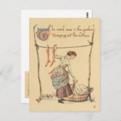 ヴィンテージかわいらし婦人 ポストカード (正面/裏面)