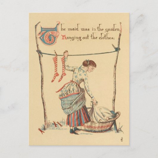 ヴィンテージかわいらし婦人 ポストカード (正面)