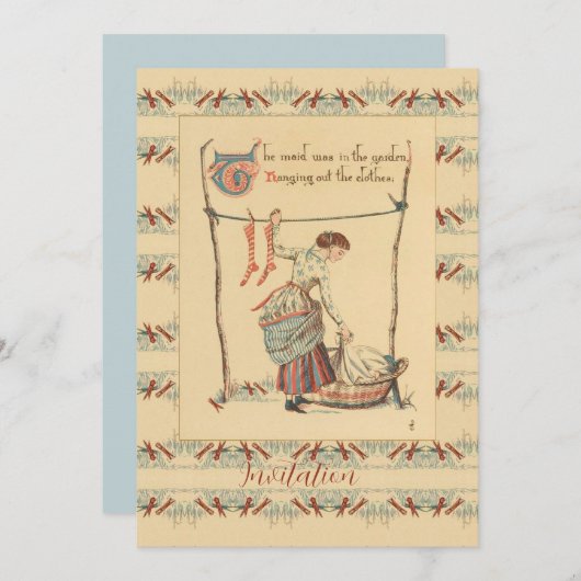 ヴィンテージかわいらし婦人 招待状 (正面/裏面)