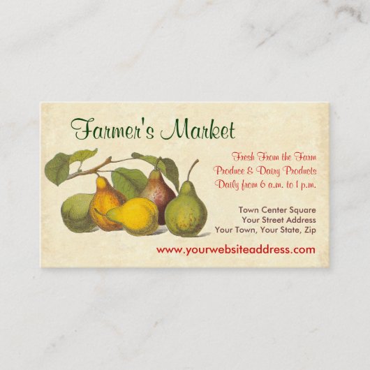 ヴィンテージかわいらし梨ファーマーズマーケット、八百屋 名刺 (正面)