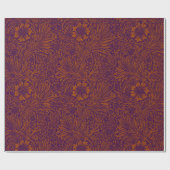 ヴィンテージかわいらし濃橙紫色の花柄 ラッピングペーパー (フラット)