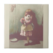 ヴィンテージかわいらし童話ガール子猫 タイル (正面)