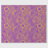 ヴィンテージかわいらし紫色の黄色い花柄 ラッピングペーパー (フラット)