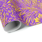 ヴィンテージかわいらし紫色の黄色い花柄 ラッピングペーパー (ロールコーナー)