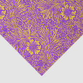 ヴィンテージかわいらし紫色の黄色い花柄 薄葉紙 (詳細)