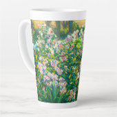 ヴィンテージかわいらし花ウィンドフラワーイラストレーション カフェラテマグ (左アングル)