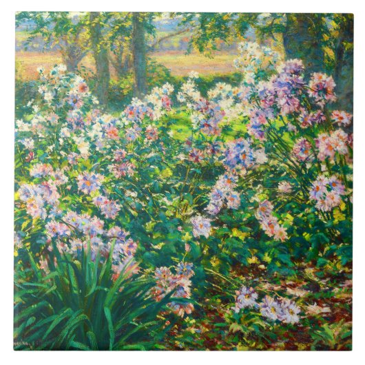 ヴィンテージかわいらし花ウィンドフラワーイラストレーション タイル (正面)