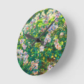 ヴィンテージかわいらし花ウィンドフラワーイラストレーション ラウンド壁時計 (傾斜)