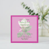 ヴィンテージかわいらし花ピンクブライダルシャワー 招待状 (スタンド正面)