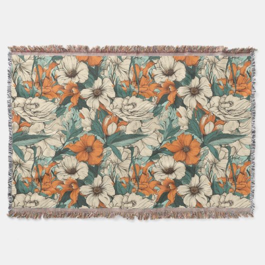 ヴィンテージかわいらし花 スローブランケット (正面)