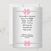 ヴィンテージかわいらし赤ちゃんシャワーかわいい女の子ピンク 招待状 (裏面)