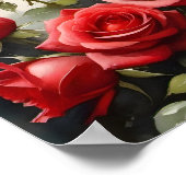 ヴィンテージかわいらし赤のバラの水の色絵画の ポスター (角)