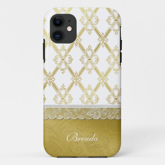ヴィンテージかわいらし金ゴールドとホワイトラティスiPhone 5ケース Case-Mate iPhoneケース (裏面)