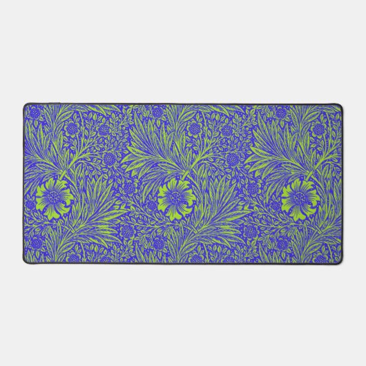 ヴィンテージかわいらし青石灰緑色花柄 デスクマット (正面)