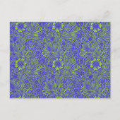 ヴィンテージかわいらし青石灰緑色花柄 ポストカード (正面)