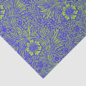 ヴィンテージかわいらし青石灰緑色花柄 薄葉紙 (詳細)