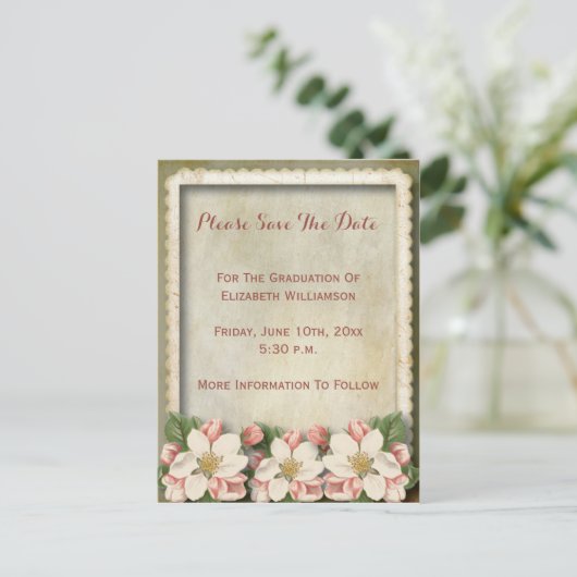 ヴィンテージかわいらし・フラワーズの卒業式 ポストカード (スタンド正面)