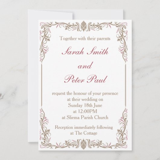 ヴィンテージかクラシックな結婚式招待状 招待状 (正面)