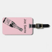 ヴィンテージかシャンペンのビクトリアンなボトルPersonnalised ラゲッジタグ (正面横)