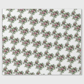 ヴィンテージかビクトリアンなヒイラギのクリスマス ラッピングペーパー (フラット)