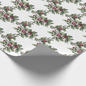 ヴィンテージかビクトリアンなヒイラギのクリスマス ラッピングペーパー (角)