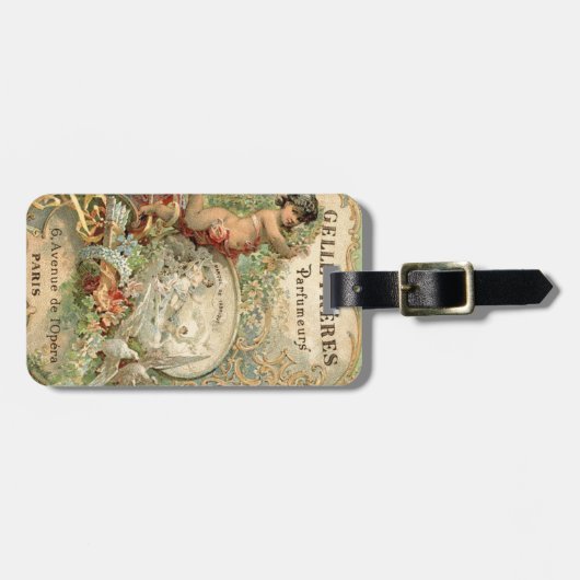 ヴィンテージかビクトリア時代の人のフランス人のラベル ラゲッジタグ (正面横)