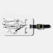 ヴィンテージかレトロのスキー女性Personalised Luggage Tag ラゲッジタグ (正面横)