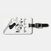ヴィンテージかレトロのスキー女性Personalised Luggage Tag ラゲッジタグ (正面横)