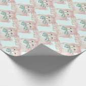 ヴィンテージかレトロのピンクの子ネコ ラッピングペーパー (角)