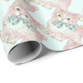 ヴィンテージかレトロのピンクの子ネコ ラッピングペーパー (ロールコーナー)