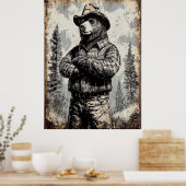 ヴィンテージがクマの高解像度をスモーク ポスター (キッチン)