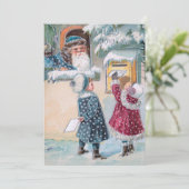 ヴィンテージがサンタに雪の中で手紙を送る シーズンカード (スタンド正面)