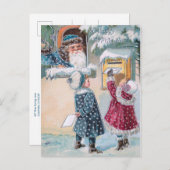 ヴィンテージがサンタに雪の中で手紙を送る ポストカード (正面/裏面)