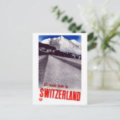 ヴィンテージがスイスの旅行ポストに通じる道 ポストカード (スタンド正面)