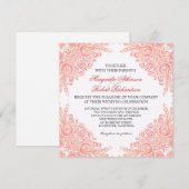 ヴィンテージがダマスクの結婚式の招待状を飾る 招待状 (正面/裏面)