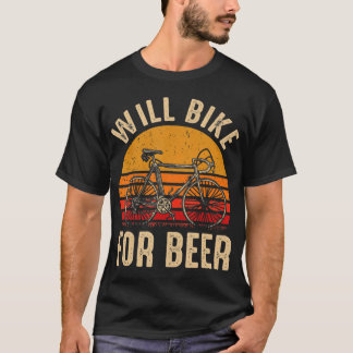 ヴィンテージがバイク好きおもしろい向けにビールを飲む Tシャツ