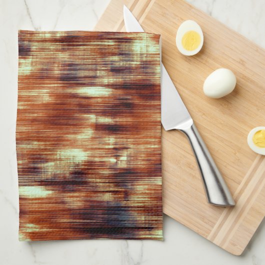 ヴィンテージがベージュの上で茶色または珊瑚の汚れ キッチンタオル (四つ折り)