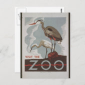 ヴィンテージが動物園を訪問 ポストカード (正面/裏面)